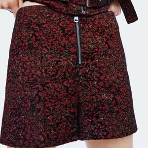 NEW Zara floral high waist jacquard from zip short